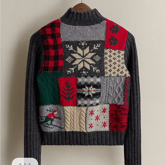 Ralph Lauren Lambswool Multicolor Patchwork Winter Sweater S 1996 - Picture 8 of 9